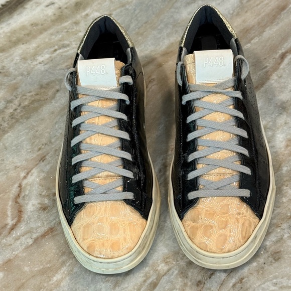 P448 Shoes - Women’s P448 black patent/tan croc sneakers- Size 39